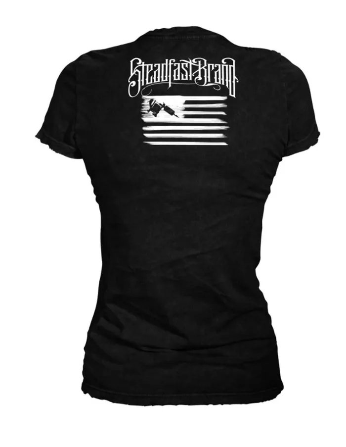 Steadfast Tattooed President Womens Black Tee Steadfast Brand Anal