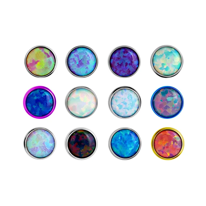 Tilum 14g 12g Internally Threaded Titanium 5mm Flat Opal Top Price Per 1 Tilum Vibrators