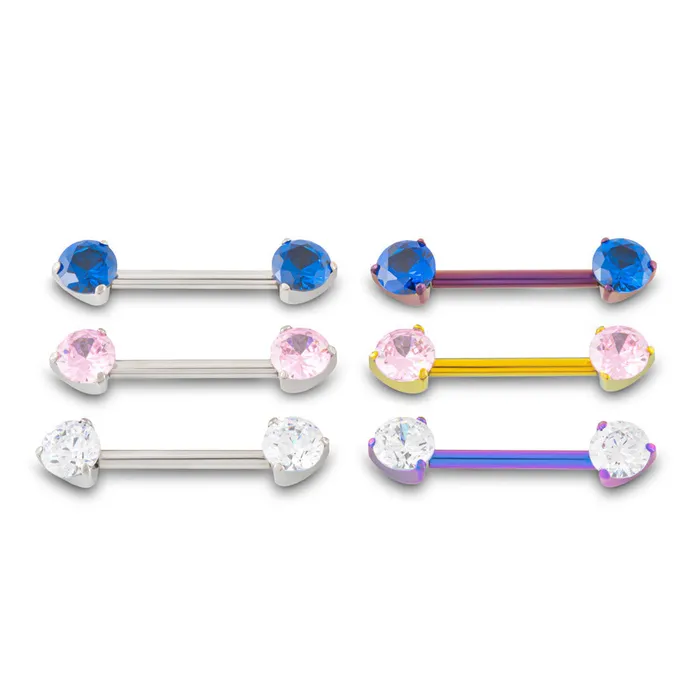 Tilum 14g 916 ProngSet Jewel Threadless Titanium Nipple Barbell Price Per 1 Tilum Female Sex Toys
