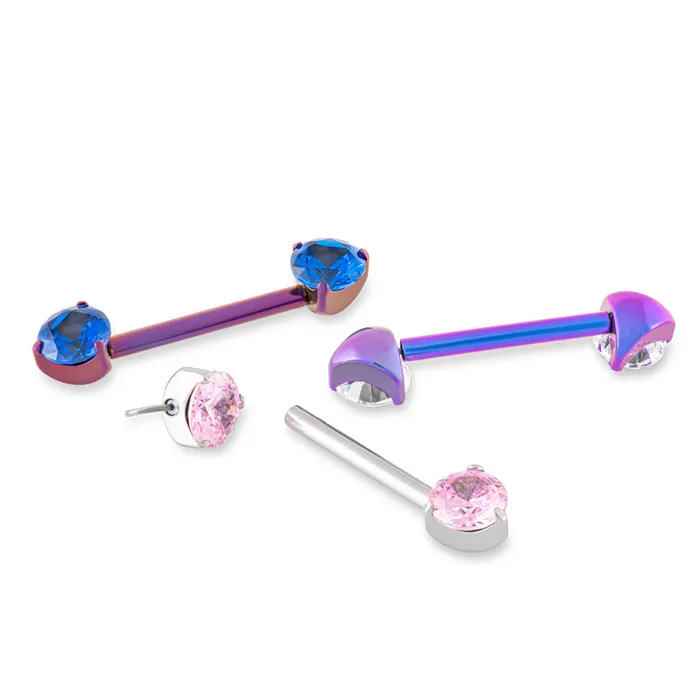 Tilum 14g 916 ProngSet Jewel Threadless Titanium Nipple Barbell Price Per 1 Tilum Female Sex Toys