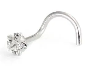 Tilum 14kt White Gold PRONG STAR Nose Screw 20g Nostril Body Jewelry Tilum Anal