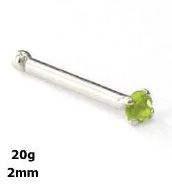 Tilum 20g 14kt White Gold 20mm Peridot Jewel Nose Bone Tilum Vibrators