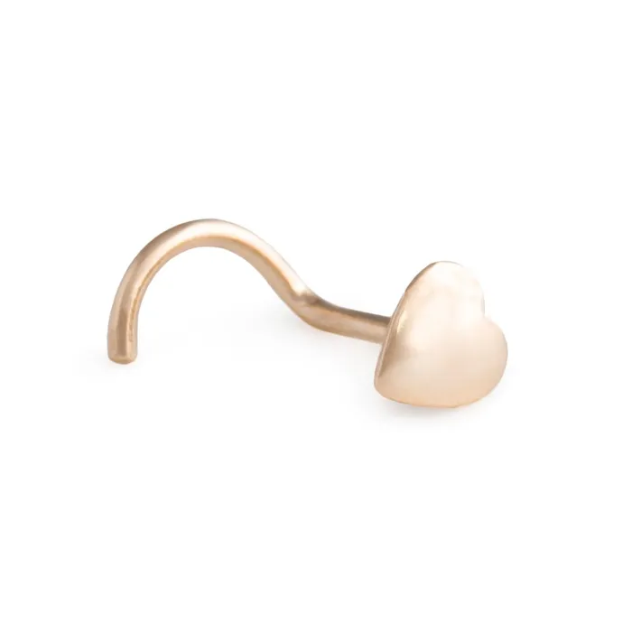 Tilum Anal Tilum 20g Yellow Gold Heart Nose Screw Left Bend
