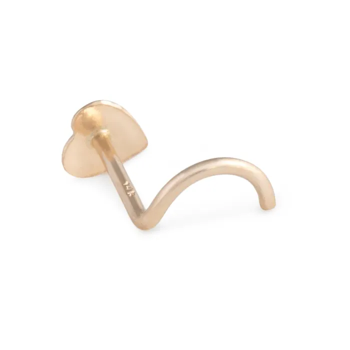 Tilum Anal Tilum 20g Yellow Gold Heart Nose Screw Left Bend