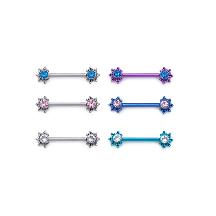 Tilum Nipple Clitoral Toys Tilum 14g 58 Micron Bead Cluster Titanium Jewel Nipple Barbell Price Per 1