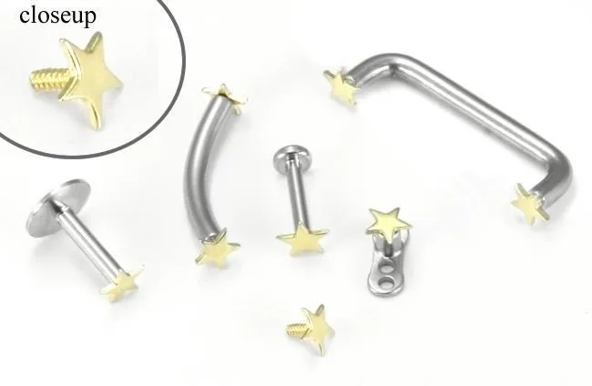 Tilum Vibrators Tilum 14g Internally Threaded Replacement YELLOW GOLD FLAT STAR Price Per 1 Tilum Vibrators Tilum 14g Internally Threaded Replacement YELLOW GOLD FLAT STAR Price Per 1