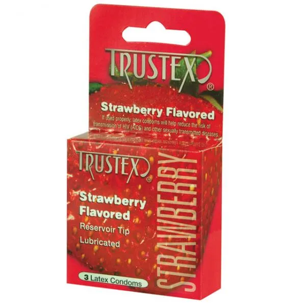 Trustex Enhancers Trustex Flavored Condoms Strawberry 3 Pack