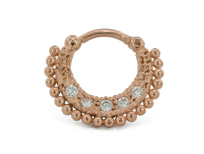 Vibrators 16g Septum Clicker Rose Gold Plated Jeweled Fan Ring Painful Pleasures Vibrators 16g Septum Clicker Rose Gold Plated Jeweled Fan Ring Painful Pleasures