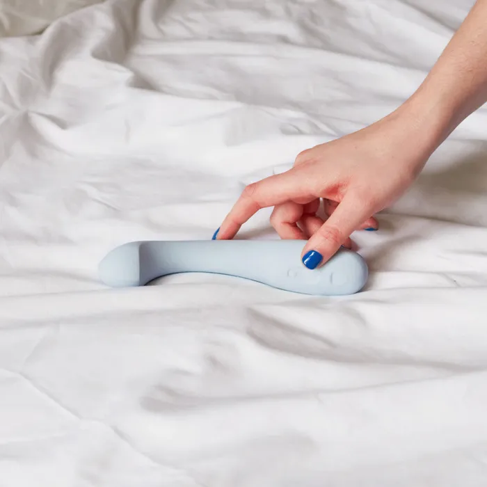 Vibrators Dame Products Dame Arc Silicone Waterproof GSpot Vibrator Ice Blue