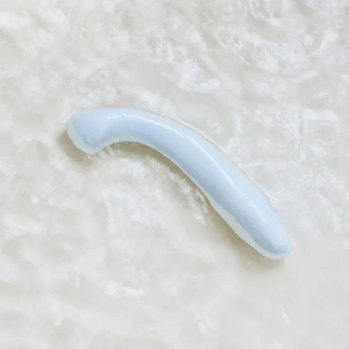Vibrators Dame Products Dame Arc Silicone Waterproof GSpot Vibrator Ice Blue