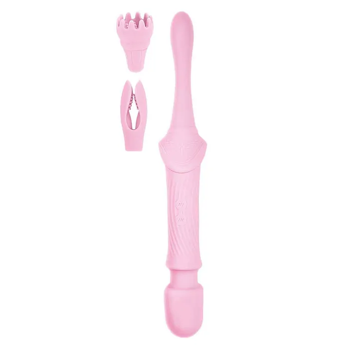 Vibrators Nasstoys The Goddess Double Ended Wand Pinpoint Vibe with 3 Attachments Pink