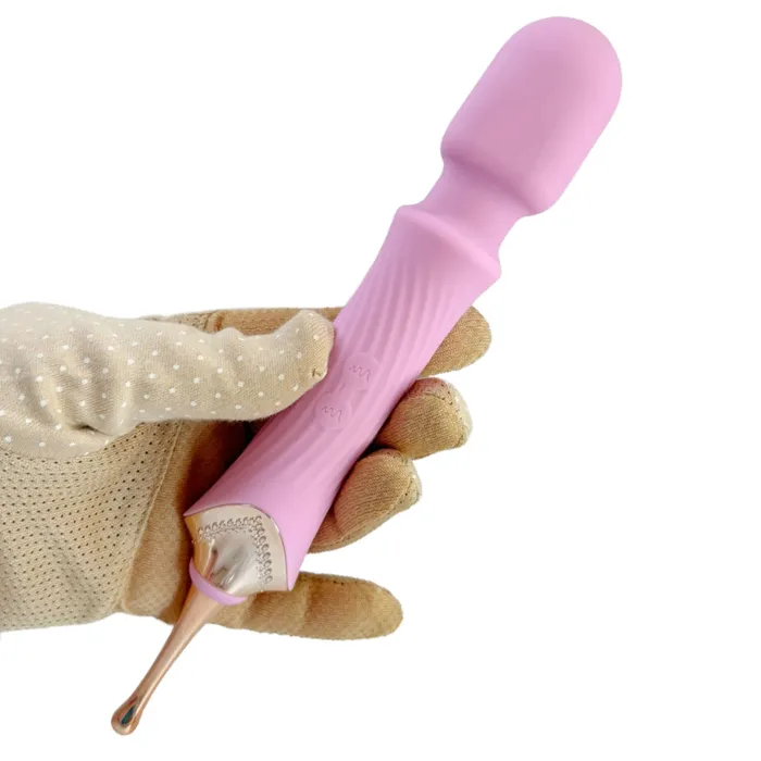 Vibrators Nasstoys The Goddess Double Ended Wand Pinpoint Vibe with 3 Attachments Pink