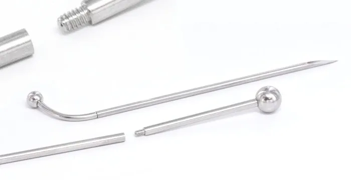 Vibrators Painful Pleasures 14g EZ Piercing Bent Barbell OneStepDownThreaded