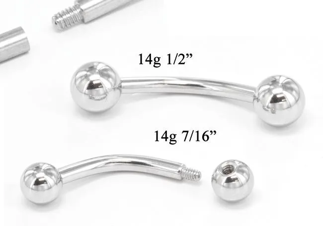 Vibrators Painful Pleasures 14g EZ Piercing Bent Barbell OneStepDownThreaded