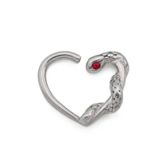 Vibrators Painful Pleasures 16g Red Eyed Snake Heart Bendable Ear Jewelry