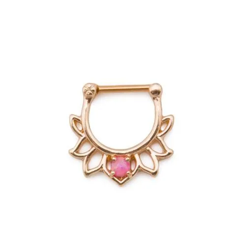 Vibrators Painful Pleasures 16g Steel Septum Clicker with Gold PVD Coating and Pink Opal Lotus Flower Design Price Per 1 Vibrators Painful Pleasures 16g Steel Septum Clicker with Gold PVD Coating and Pink Opal Lotus Flower Design Price Per 1