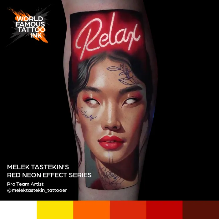 World Famous Dildos Melek Tastekin Red Neon Effect Series World Famous Tattoo Ink 1oz