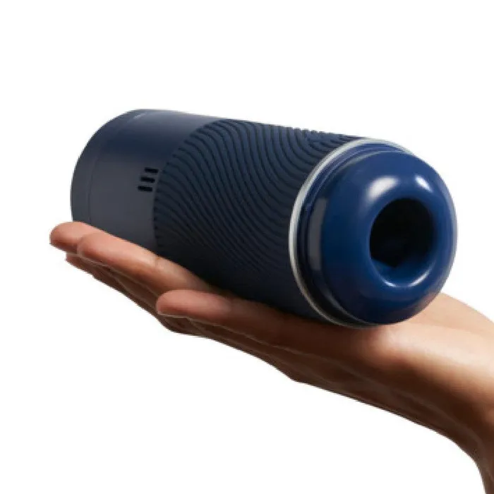 WOW Male Sex Toys Pow Double Ended Manual Silicone Stroker with Suction Control Blue WOW Male Sex Toys Pow Double Ended Manual Silicone Stroker with Suction Control Blue