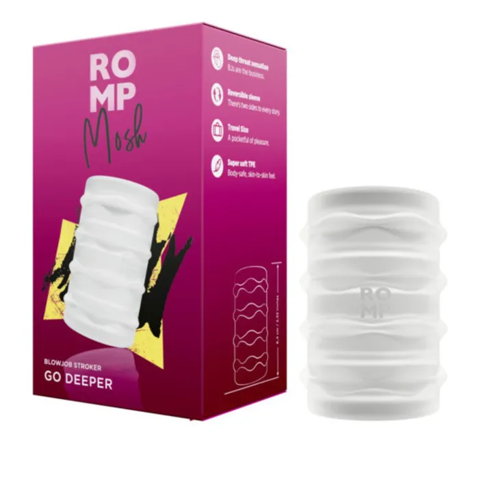 WOW Male Sex Toys Romp Mosh Compact Reversible Manual Stroker Clear