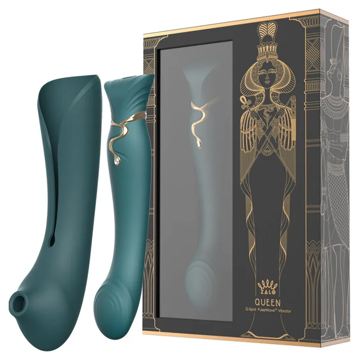 ZALO USA Female Sex Toys ZALO USA Queen Set Gspot PulseWave Vibrator with Suction Sleeve Jewel Green ZALO USA Female Sex Toys ZALO USA Queen Set Gspot PulseWave Vibrator with Suction Sleeve Jewel Green