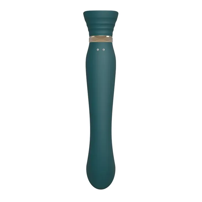 ZALO USA Female Sex Toys ZALO USA Queen Set Gspot PulseWave Vibrator with Suction Sleeve Jewel Green