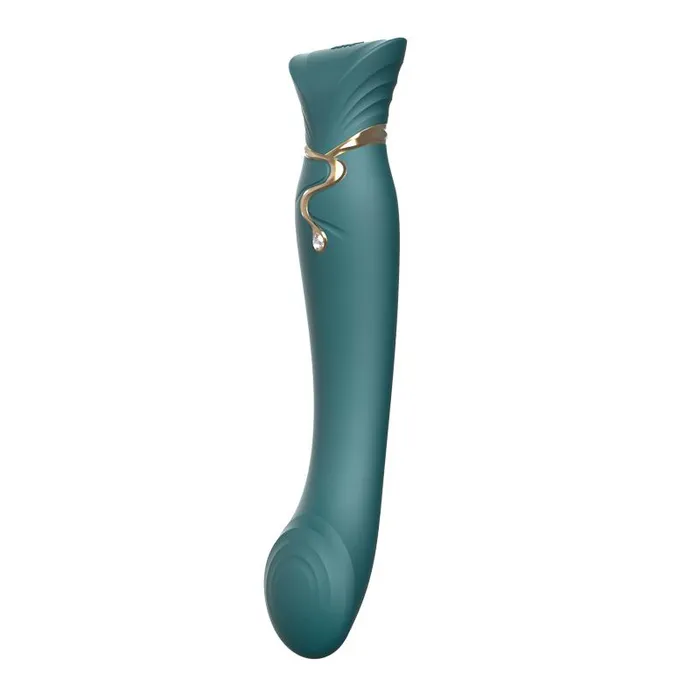 ZALO USA Female Sex Toys ZALO USA Queen Set Gspot PulseWave Vibrator with Suction Sleeve Jewel Green