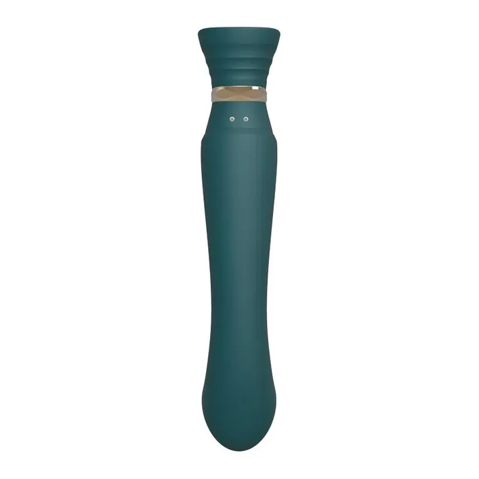 ZALO USA Female Sex Toys ZALO USA Queen Set Gspot PulseWave Vibrator with Suction Sleeve Jewel Green
