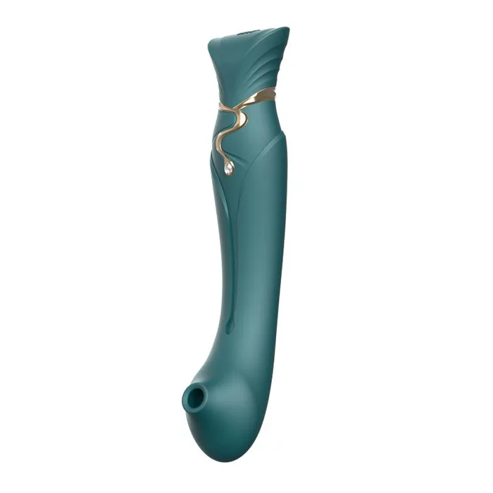 ZALO USA Female Sex Toys ZALO USA Queen Set Gspot PulseWave Vibrator with Suction Sleeve Jewel Green